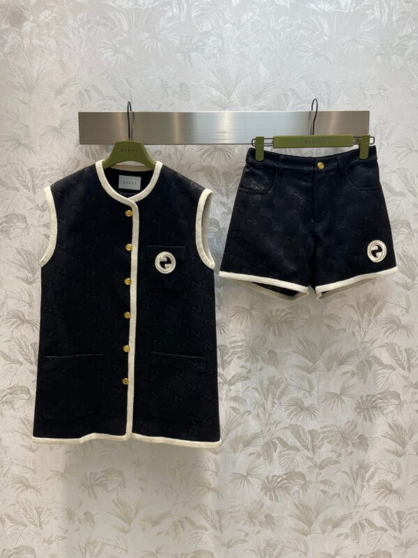 White Border Top And Shorts Black For Women