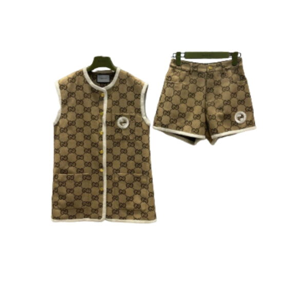 White Border Top And Shorts Brown For Women