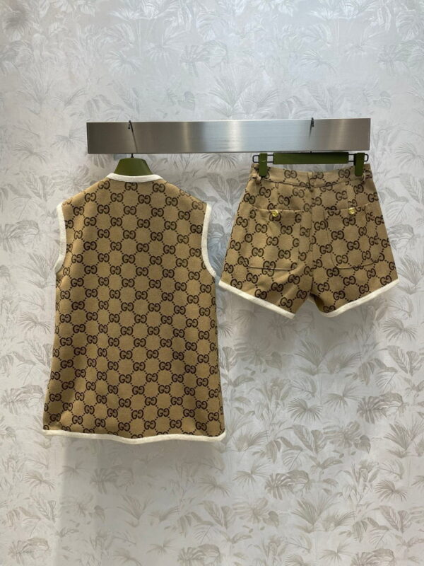 White Border Top And Shorts Brown For Women