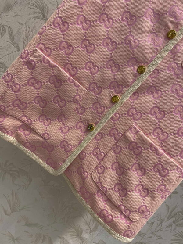 White Border Top And Shorts Pink For Women