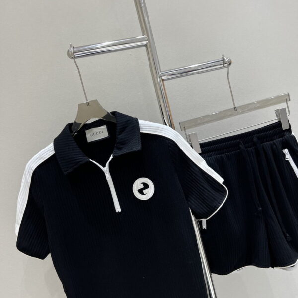 White Circle T-Shirt And Shorts Black For Women