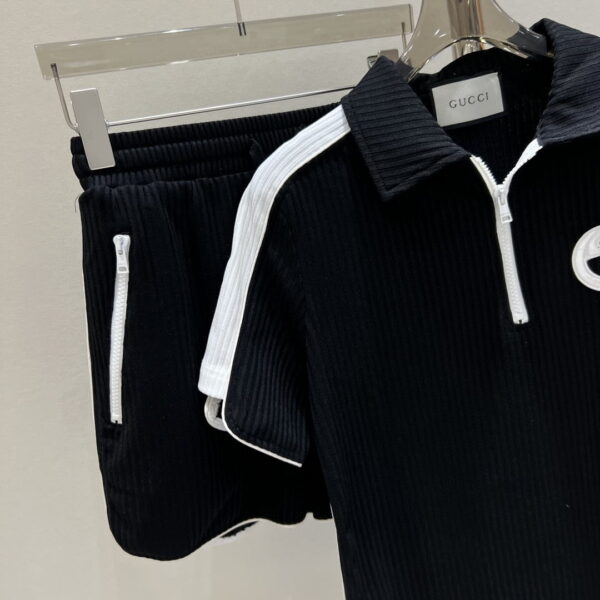 White Circle T-Shirt And Shorts Black For Women