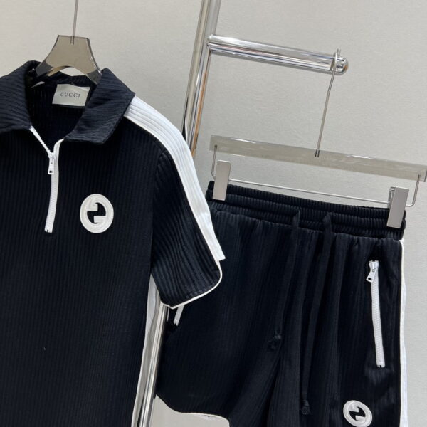 White Circle T-Shirt And Shorts Black For Women