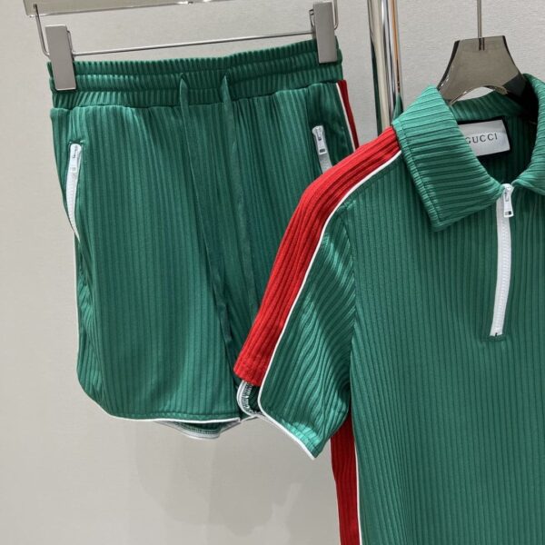 White Circle T-Shirt And Shorts Green For Women
