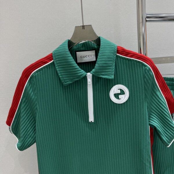 White Circle T-Shirt And Shorts Green For Women