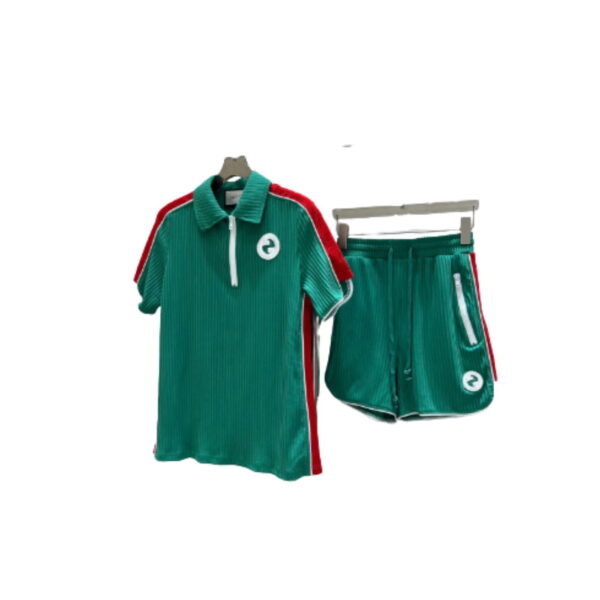 White Circle T-Shirt And Shorts Green For Women