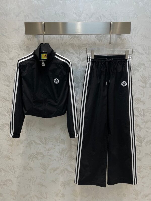 White Stripe Sport Jacket And Pants Black For Women