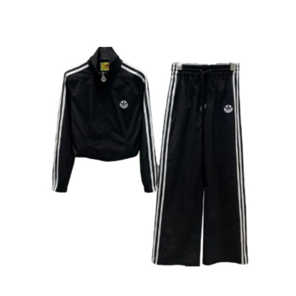 White Stripe Sport Jacket And Pants Black For Women