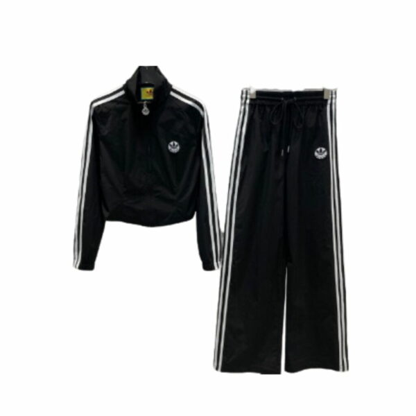 White Stripe Sport Jacket And Pants Black For Women