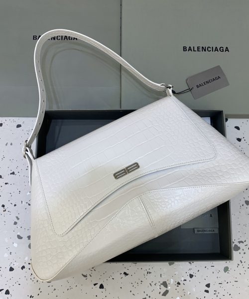 XX Embossed Large Shoulder Bag Black/White For Women 17.3 in/44 cm