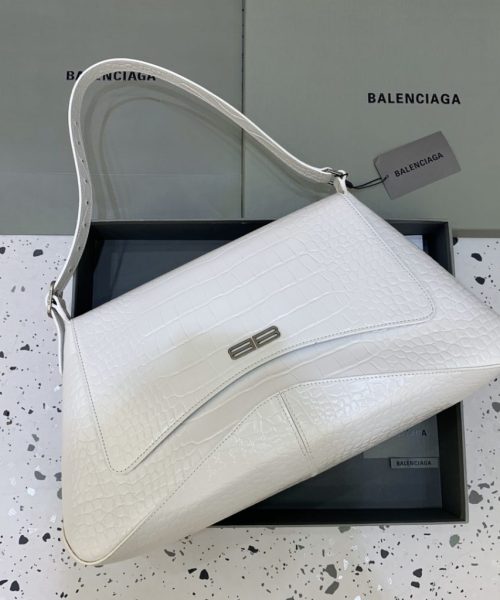 XX Embossed Large Shoulder Bag Black/White For Women 17.3 in/44 cm