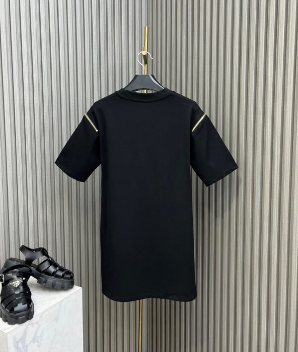 Zipper Sleeve T-Shirt Dress Black For Women