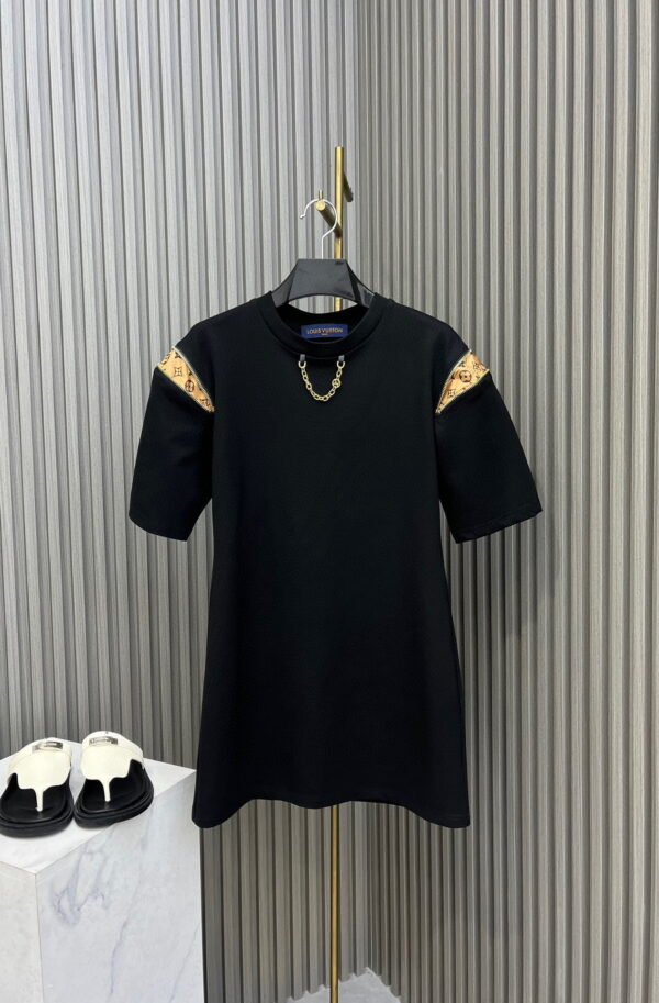 Zipper Sleeve T-Shirt Dress Black For Women