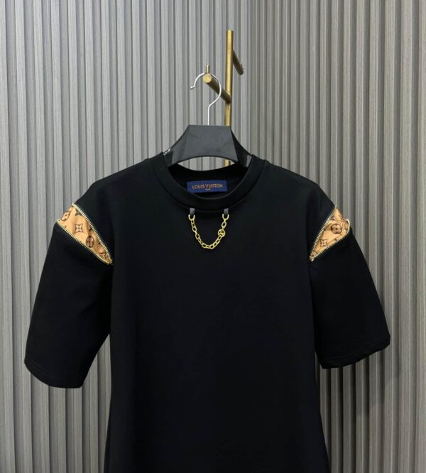 Zipper Sleeve T-Shirt Dress Black For Women