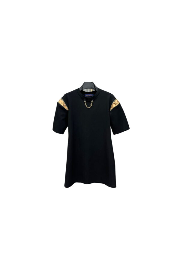 Zipper Sleeve T-Shirt Dress Black For Women