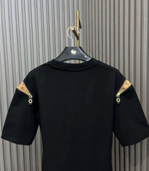 Zipper Sleeve T-Shirt Dress Black For Women