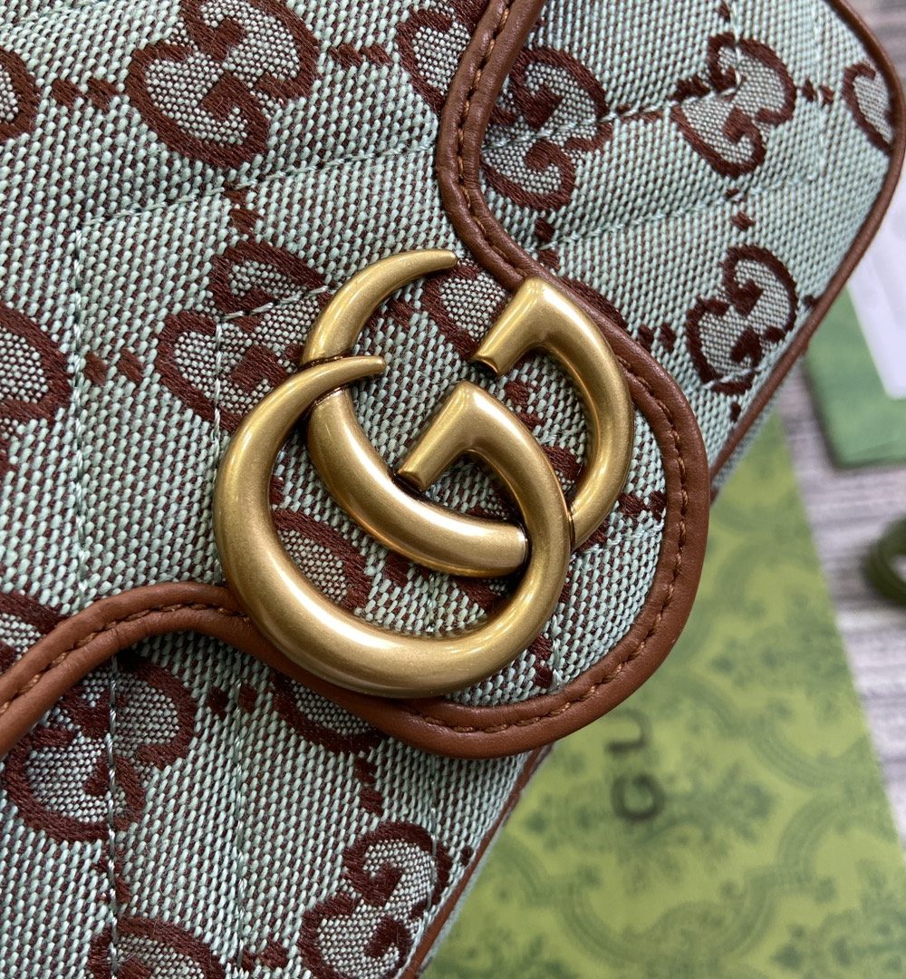 1:1 Replica GG SUPER MINI SHOULDER BAG Pale blue and brown canvas For Women 783141 FADAT 4941