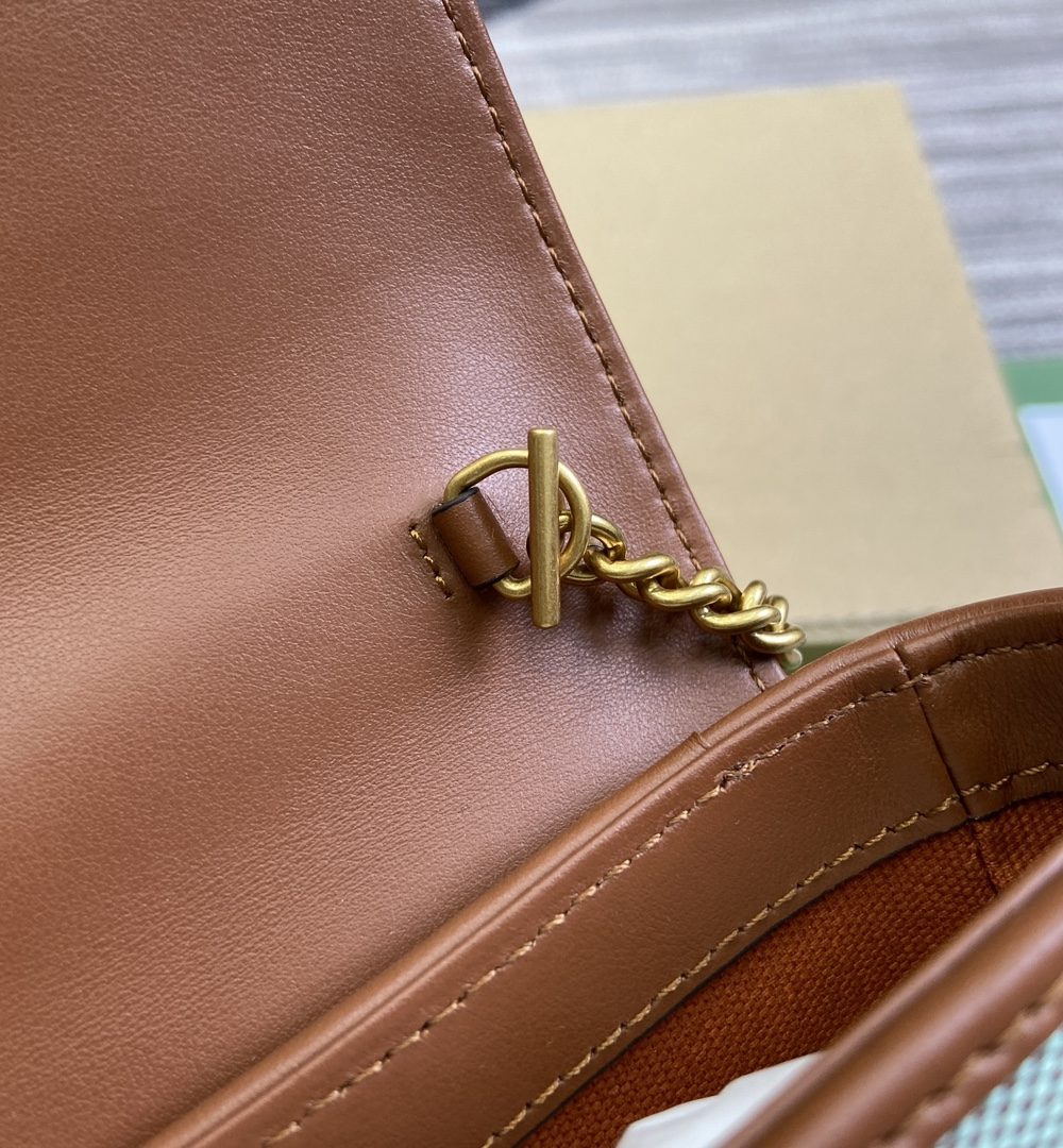 1:1 Replica GG SUPER MINI SHOULDER BAG Pale blue and brown canvas For Women 783141 FADAT 4941