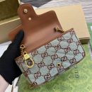 1:1 Replica GG SUPER MINI SHOULDER BAG Pale blue and brown canvas For Women 783141 FADAT 4941
