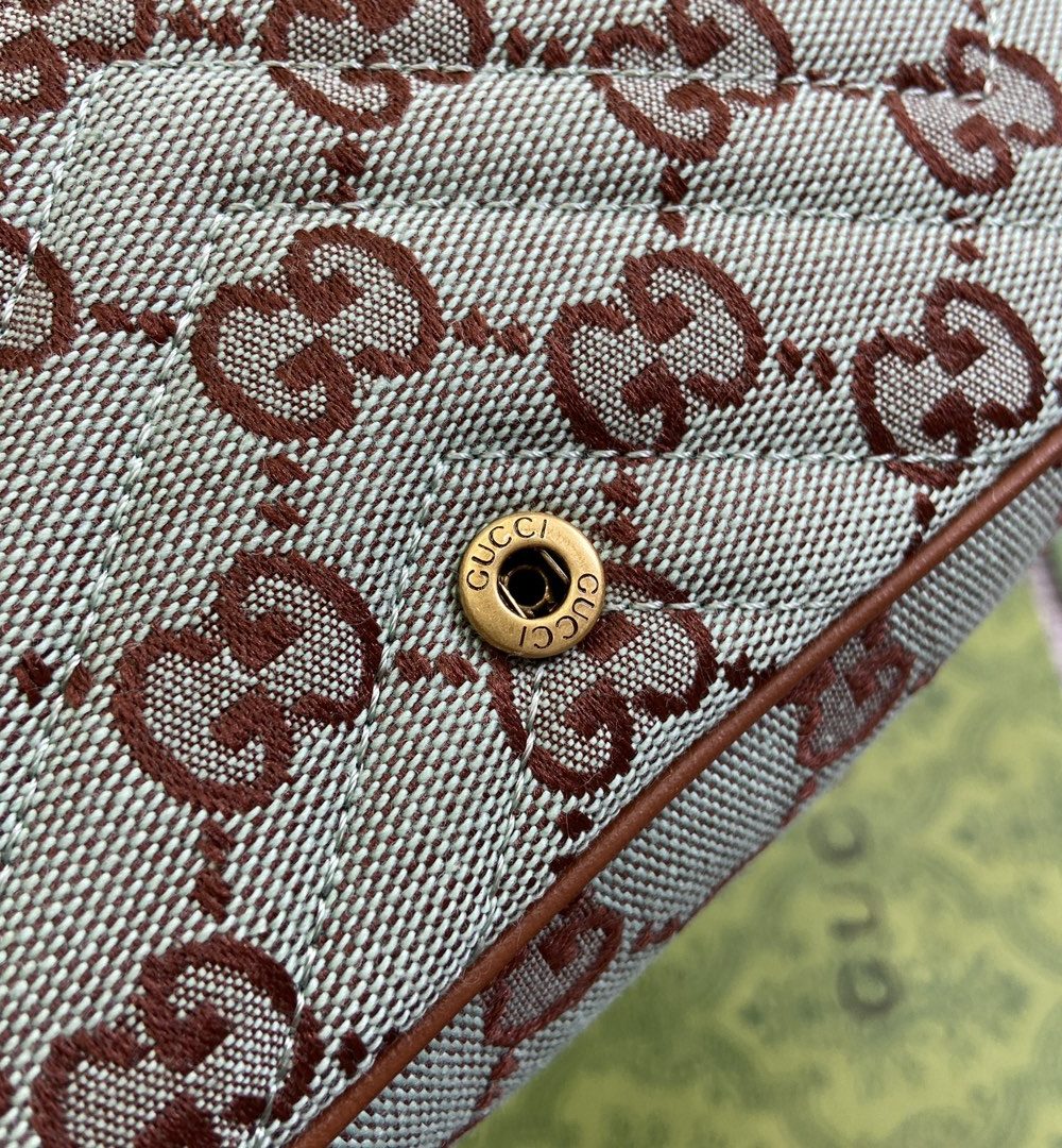 1:1 Replica GG SUPER MINI SHOULDER BAG Pale blue and brown canvas For Women 783141 FADAT 4941