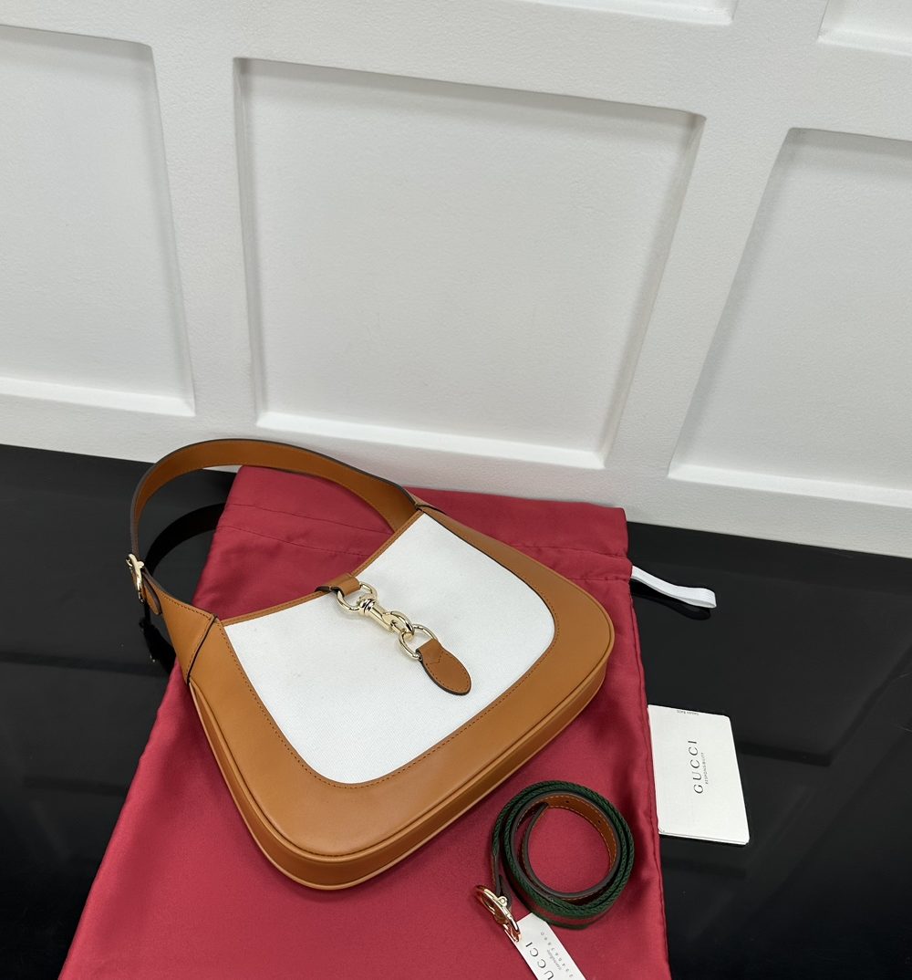 1:1 Replica Gucci Jackie Small Shoulder Bag Brown and White canvas Exclusive For Women 782849 FADGF 9041