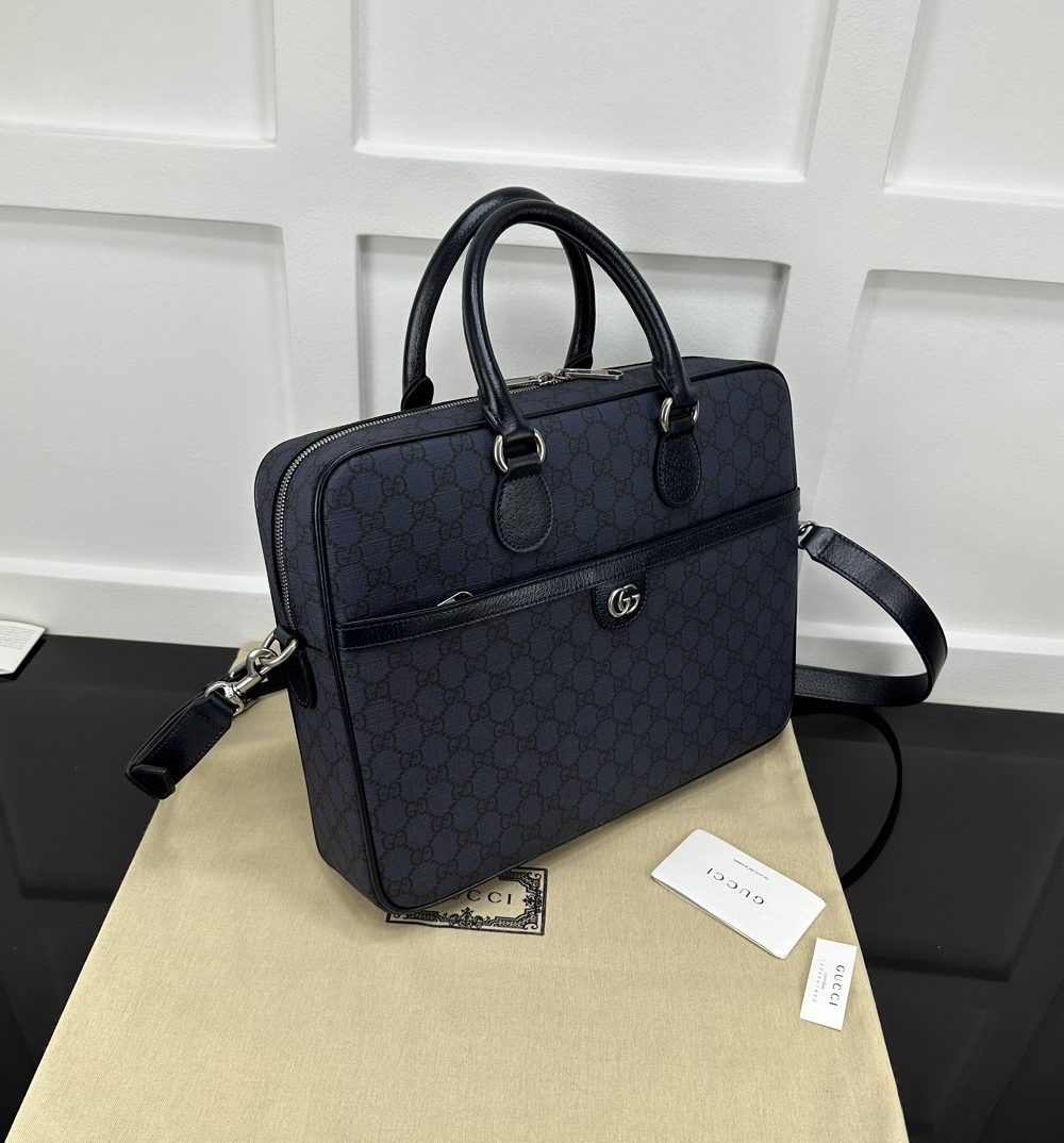 1:1 Replica Ophidia Medium GG Briefcase Dark Blue Exclusive For Men 792116 FACJT 8441