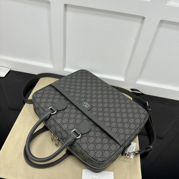 1:1 Replica Ophidia Medium GG Briefcase Dark grey Exclusive For Men 792116 FACJT 1244