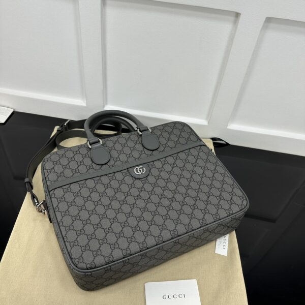 1:1 Replica Ophidia Medium GG Briefcase Dark grey Exclusive For Men 792116 FACJT 1244