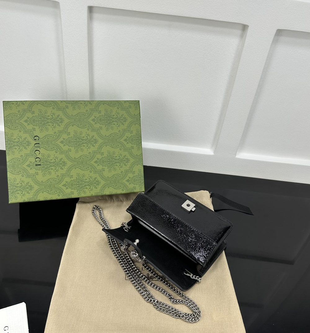 1:1 Replica GUCCI DIONYSUS SUPER MINI BAG P Black patent leather Exclusive For Women 795368 0AAA6 1000