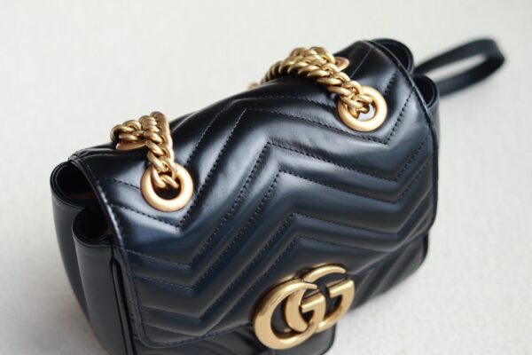 1:1 Replica GG MARMONT MINI SHOULDER BAG P Black matelassé chevron leather Exclusive For Women 739682 AABZC 1000