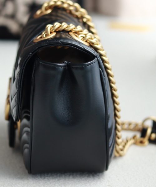 1:1 Replica GG MARMONT MINI SHOULDER BAG P Black matelassé chevron leather Exclusive For Women 739682 AABZC 1000