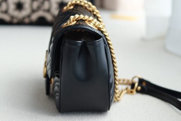 1:1 Replica GG MARMONT MINI SHOULDER BAG P Black matelassé chevron leather Exclusive For Women 739682 AABZC 1000