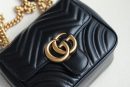 1:1 Replica GG MARMONT MINI SHOULDER BAG P Black matelassé chevron leather Exclusive For Women 739682 AABZC 1000