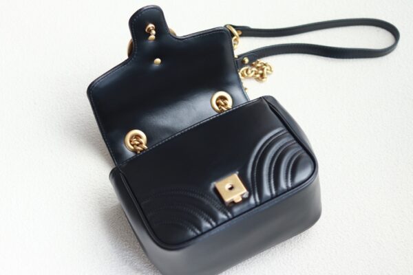 1:1 Replica GG MARMONT MINI SHOULDER BAG P Black matelassé chevron leather Exclusive For Women 739682 AABZC 1000
