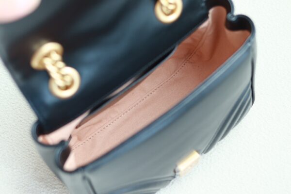 1:1 Replica GG MARMONT MINI SHOULDER BAG P Black matelassé chevron leather Exclusive For Women 739682 AABZC 1000