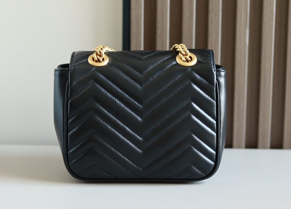 1:1 Replica GG MARMONT MINI SHOULDER BAG P Black matelassé chevron leather Exclusive For Women 739682 AABZC 1000