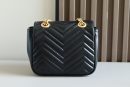 1:1 Replica GG MARMONT MINI SHOULDER BAG P Black matelassé chevron leather Exclusive For Women 739682 AABZC 1000