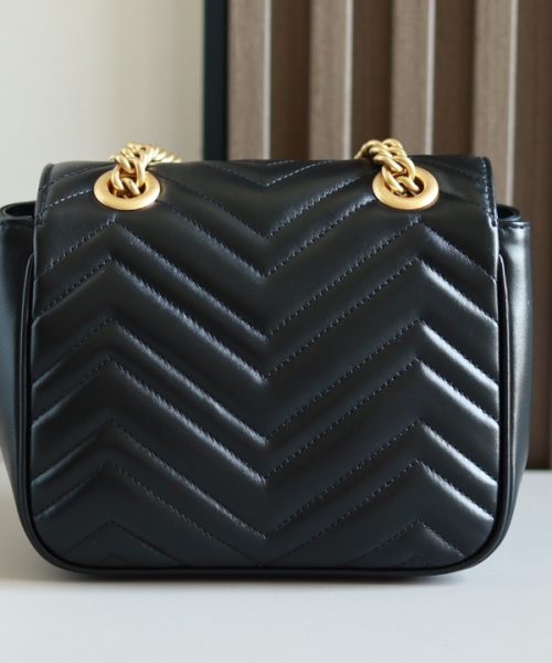 1:1 Replica GG MARMONT MINI SHOULDER BAG P Black matelassé chevron leather Exclusive For Women 739682 AABZC 1000