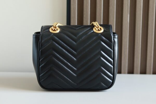 1:1 Replica GG MARMONT MINI SHOULDER BAG P Black matelassé chevron leather Exclusive For Women 739682 AABZC 1000