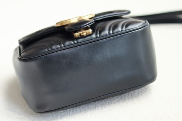 1:1 Replica GG MARMONT MINI SHOULDER BAG P Black matelassé chevron leather Exclusive For Women 739682 AABZC 1000
