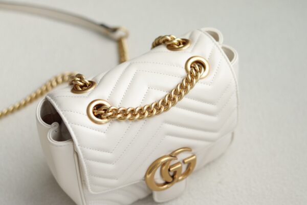 1:1 Replica GG MARMONT MINI SHOULDER BAG P White matelassé chevron leather Exclusive For Women 739682 AABZC 9022