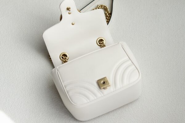 1:1 Replica GG MARMONT MINI SHOULDER BAG P White matelassé chevron leather Exclusive For Women 739682 AABZC 9022