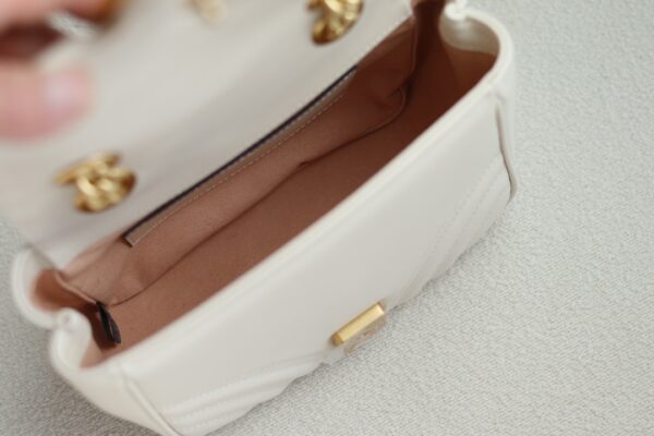 1:1 Replica GG MARMONT MINI SHOULDER BAG P White matelassé chevron leather Exclusive For Women 739682 AABZC 9022