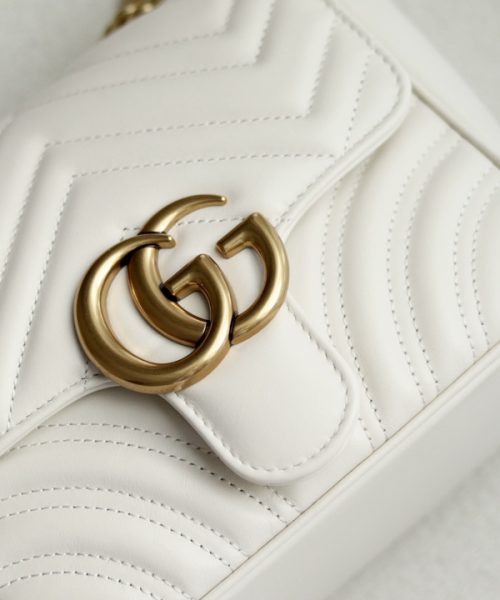 1:1 Replica GG MARMONT MINI SHOULDER BAG P White matelassé chevron leather Exclusive For Women 739682 AABZC 9022