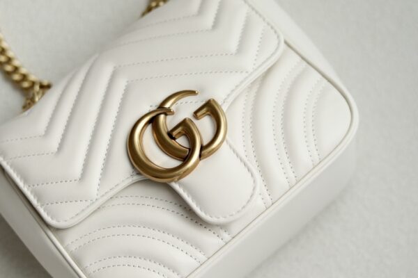1:1 Replica GG MARMONT MINI SHOULDER BAG P White matelassé chevron leather Exclusive For Women 739682 AABZC 9022
