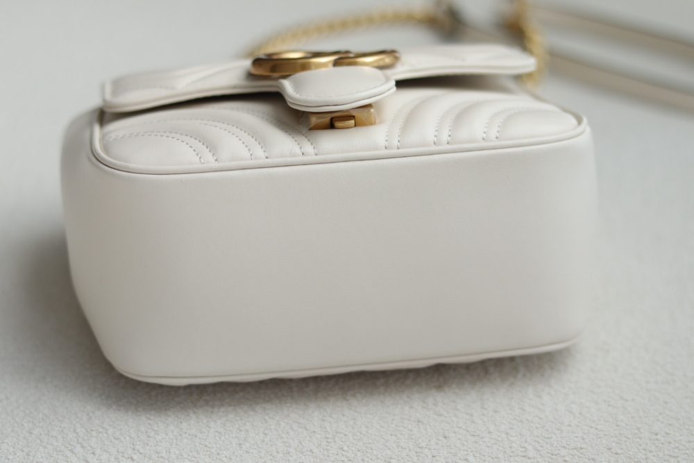 1:1 Replica GG MARMONT MINI SHOULDER BAG P White matelassé chevron leather Exclusive For Women 739682 AABZC 9022 - Image 6