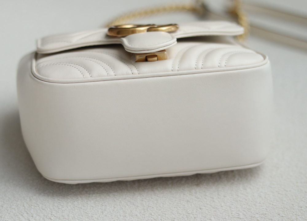 1:1 Replica GG MARMONT MINI SHOULDER BAG P White matelassé chevron leather Exclusive For Women 739682 AABZC 9022