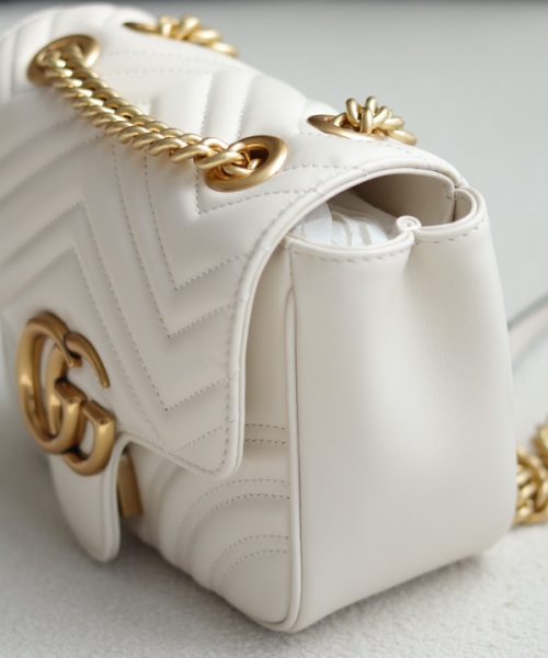 1:1 Replica GG MARMONT MINI SHOULDER BAG P White matelassé chevron leather Exclusive For Women 739682 AABZC 9022