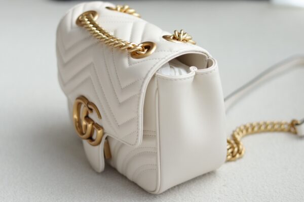 1:1 Replica GG MARMONT MINI SHOULDER BAG P White matelassé chevron leather Exclusive For Women 739682 AABZC 9022