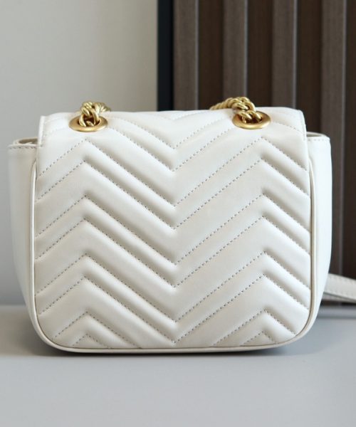 1:1 Replica GG MARMONT MINI SHOULDER BAG P White matelassé chevron leather Exclusive For Women 739682 AABZC 9022